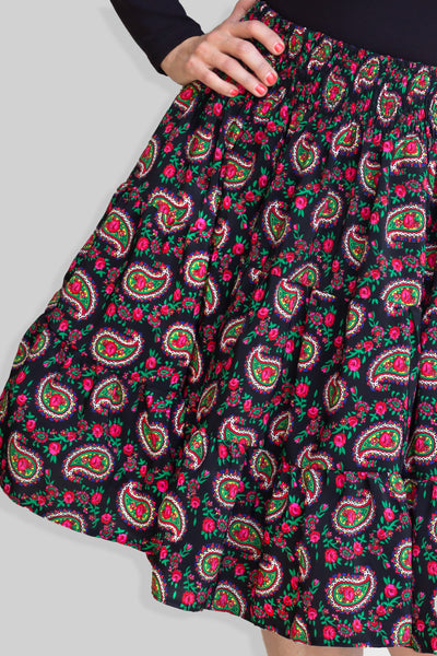 Mariola Black Folk Skirt