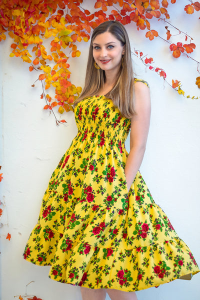 Daniela Yellow Rose Dress