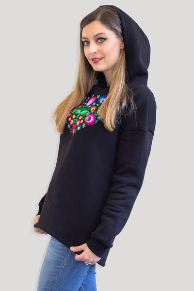 Blooming Heart 2  Embroidered Heavyweight Hoodie