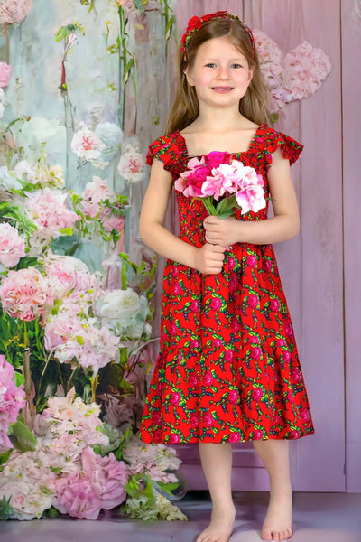 Madzia Girls' Red Folk Dress