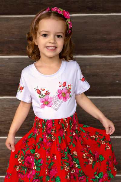 Girls' Embroidered Flower Top