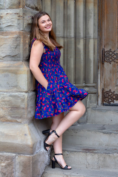 Gabriela Blue Mini Folk Dress