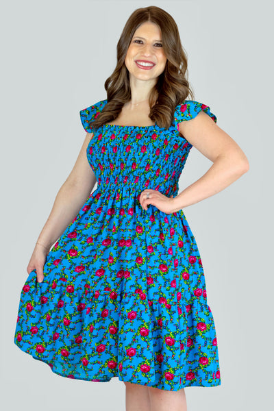 Magda Turquoise Folk Dress