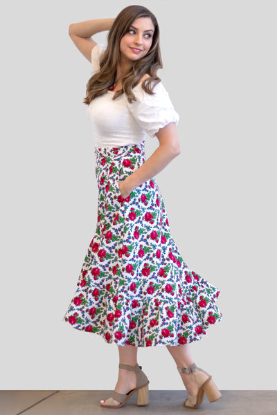 Martyna White Wrap Folk Skirt