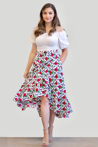 Martyna White Wrap Folk Skirt