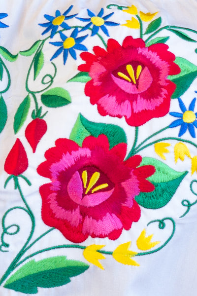 Maria White Rose Folk Blouse