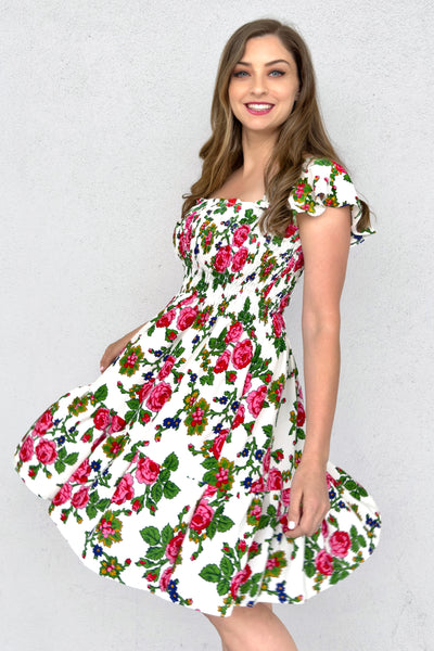 Sandra White Rose Folk Dress