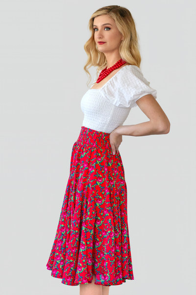 Emilia Red Folk Skirt