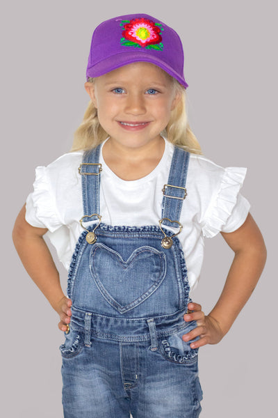 Girls Purple Folk Flower Baseball Hat