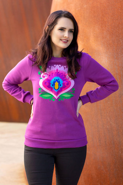 Kalina Heavyweight Embroidered Purple Sweatshirt