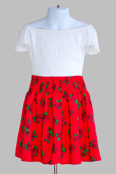 Dominika Smocked Red Folk Skirt