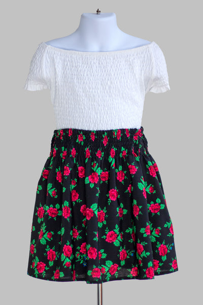 Dominika Smocked Black Folk Skirt