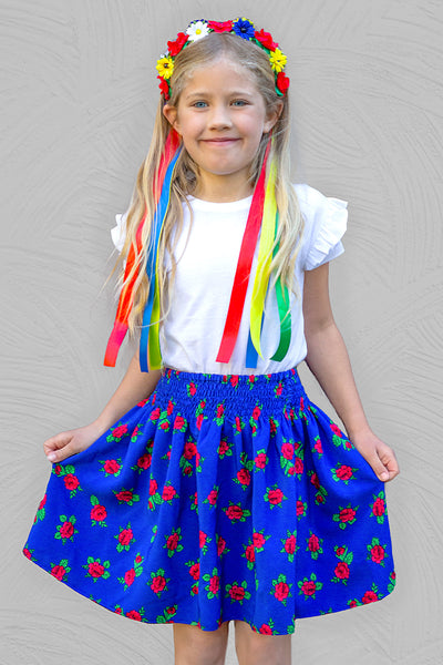 Dominika Smocked Blue Folk Skirt