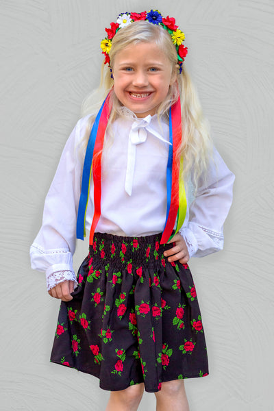 Dominika Smocked Black Folk Skirt