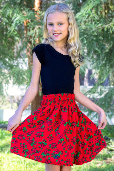 Dominika Smocked Red Folk Skirt