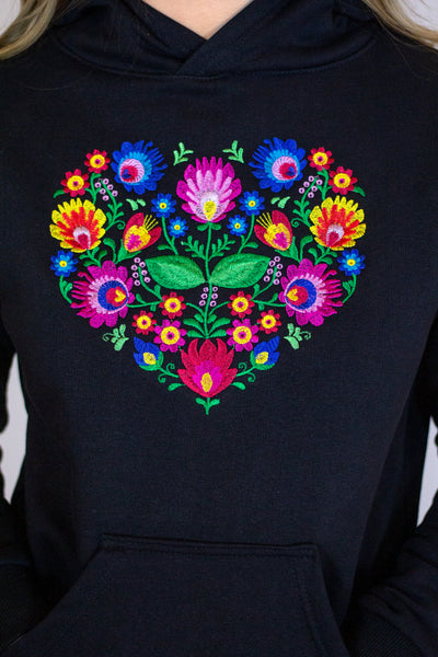 Blooming Heart Embroidered Hoodie