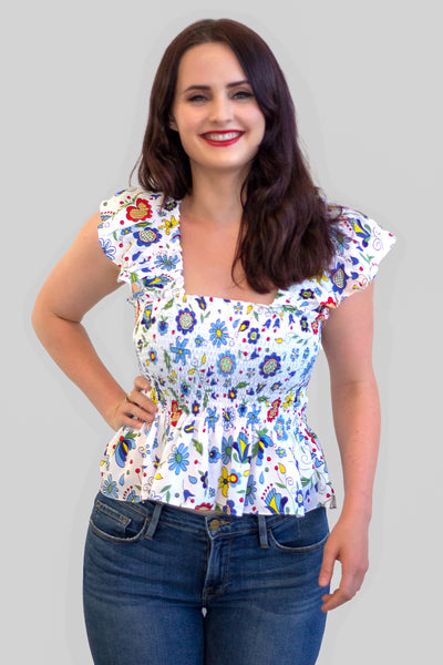 Kashubian Smocked Ruffle Top